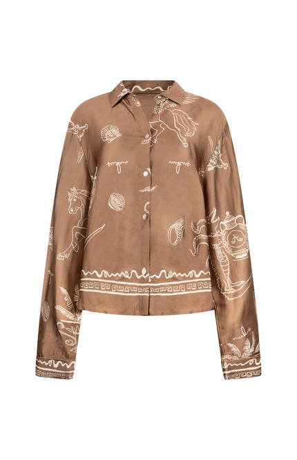 Nukus Blouse Nowi Print Fango Offwhite NKS02216 Stretchshop.nl