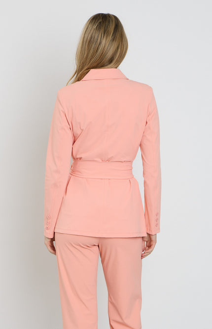Mi Piace Travel Blazer Belted Peach Amber 202823 Stretchshop.nl