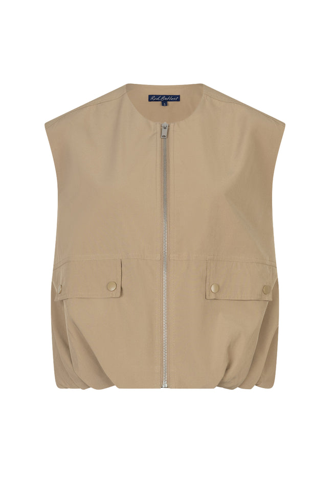 Red Button Jacket Ivy Gathering Dark Sand SRB4855 Stretchshop.nl