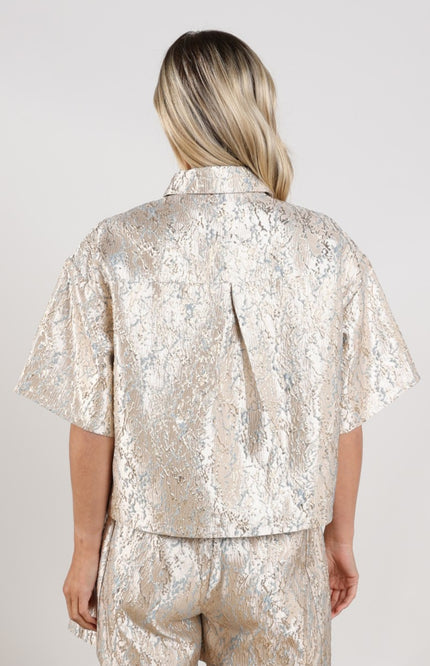 Nukus Blouse Leena Gold Cloudy NKS02111 Stretchshop.nl