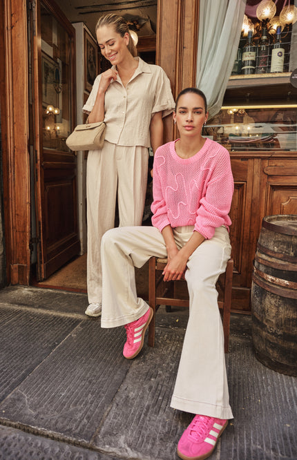 EsQualo Sweater Tapes Rose SP26.02032 Stretchshop.nl