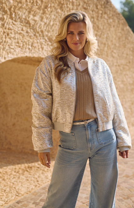 Nukus Jacket Babette Silver Camel NKS13096 Stretchshop.nl