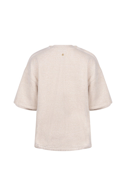 Nukus Sweater Cici Lurex V-neck Sand NKS03065 Stretchshop.nl