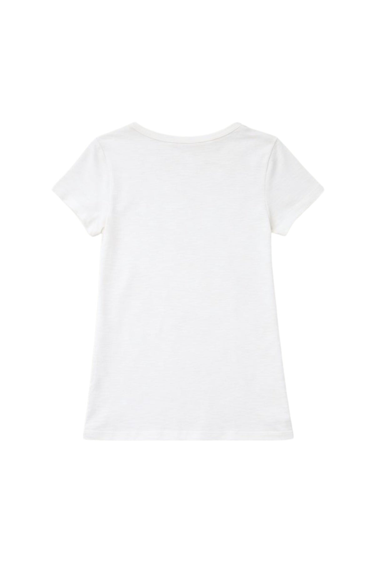 Offwhite en saliegroene T-shirt Harmony van Elvira Casuals, katoenen top met korte mouwen en ronde hals.