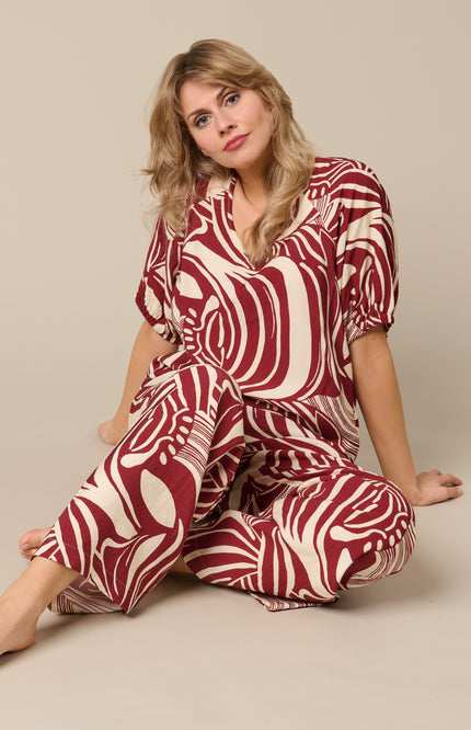 &Co woman Top Amelia Weave LC-Claret Multi TO375 Stretchshop.nl