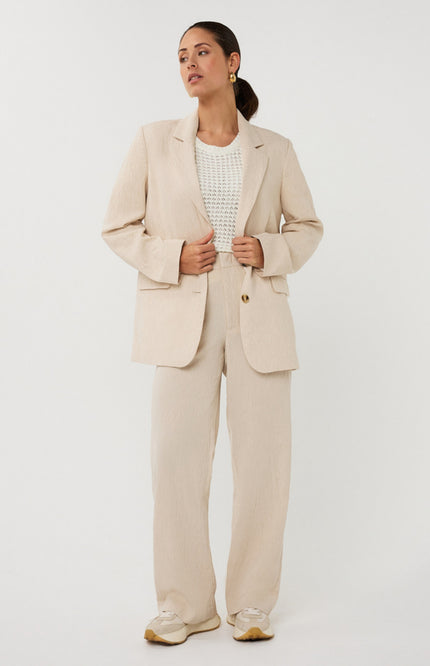 EsQualo Blazer Linen Natural SP26.17000 Stretchshop.nl