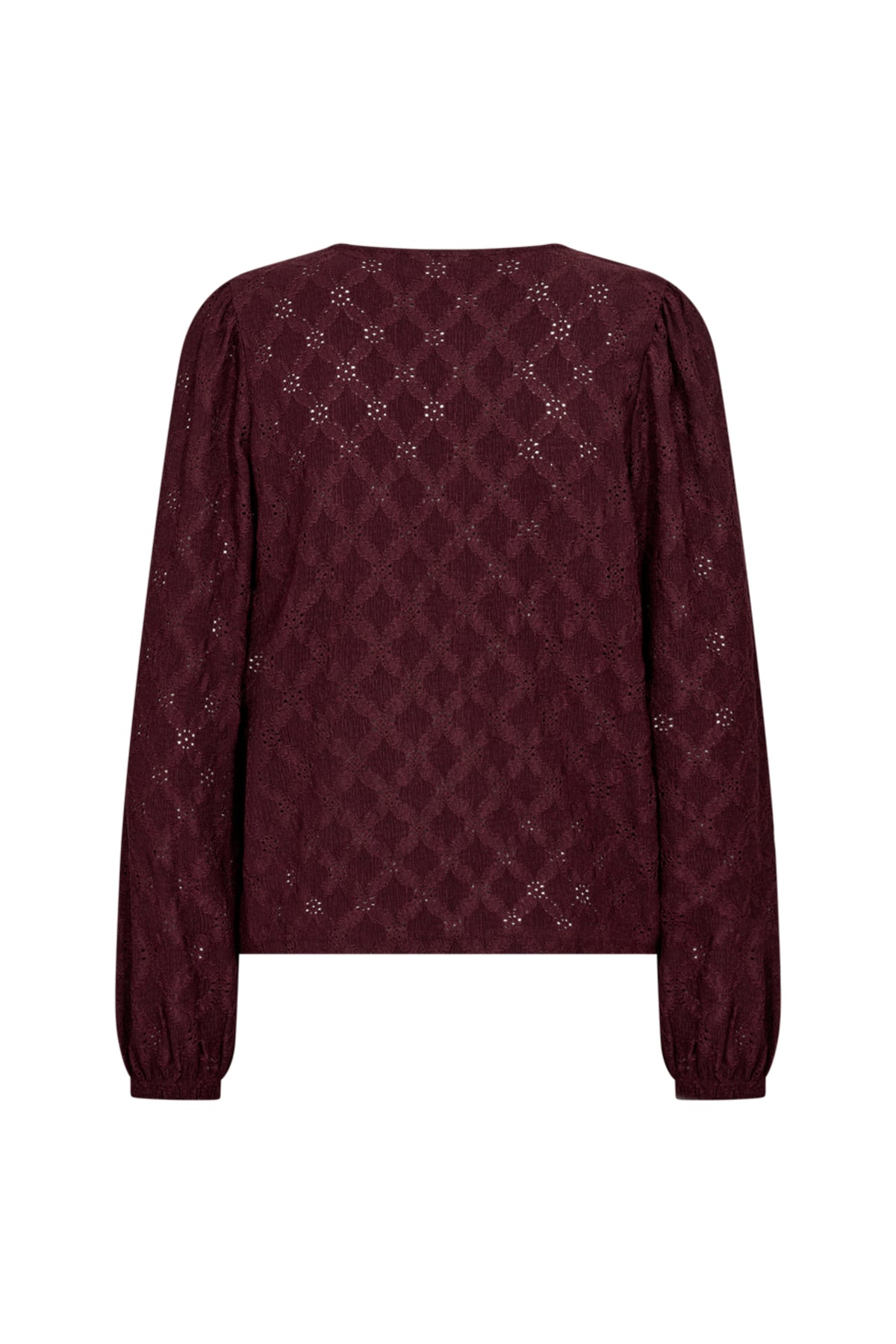 Vrijetijd blouse Fqeskiona Port Royale van Freequent met bloemenprint en lange mouwen, gedragen door een model.