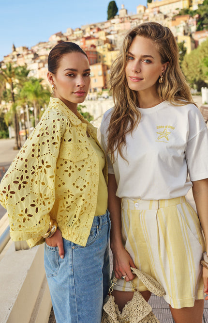 EsQualo Jacket Broderie Anglaise Lemon HS26.28236 Stretchshop.nl