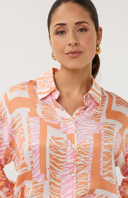 EsQualo Blouse Divine Blocks Print SP26.10030 Stretchshop.nl