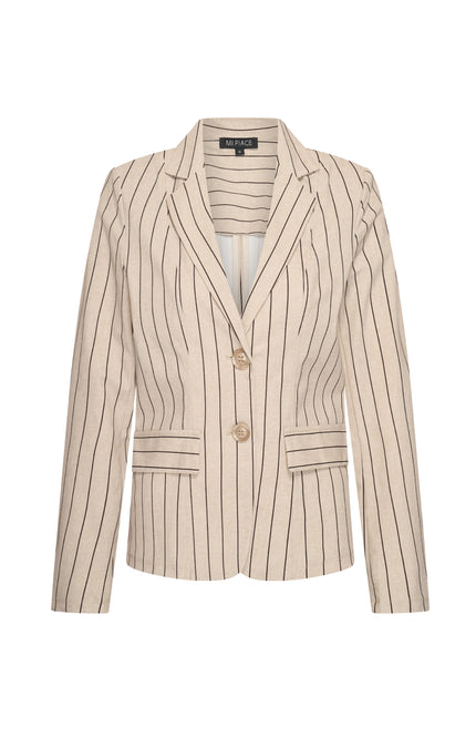 Mi Piace Travel Blazer Classic Stripe Print Latte 202015 Stretchshop.nl