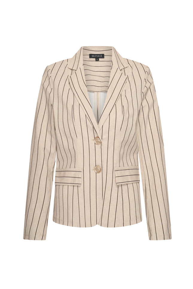 Mi Piace Travel Blazer Classic Stripe Print Latte 202015 Stretchshop.nl