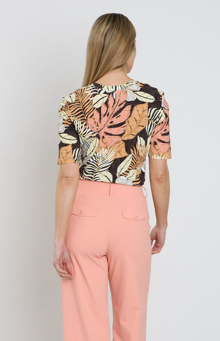 Mi Piace Travel Top Botanical Print Espresso 202271 Stretchshop.nl
