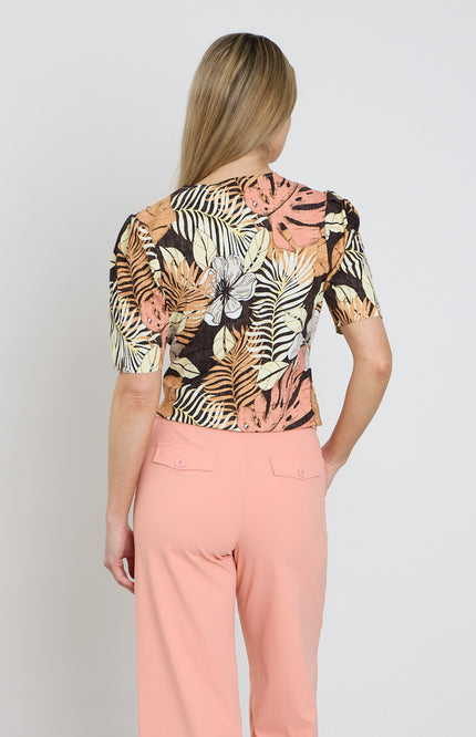 Mi Piace Travel Top Wrap Botanical Print Espresso 202838 Stretchshop.nl