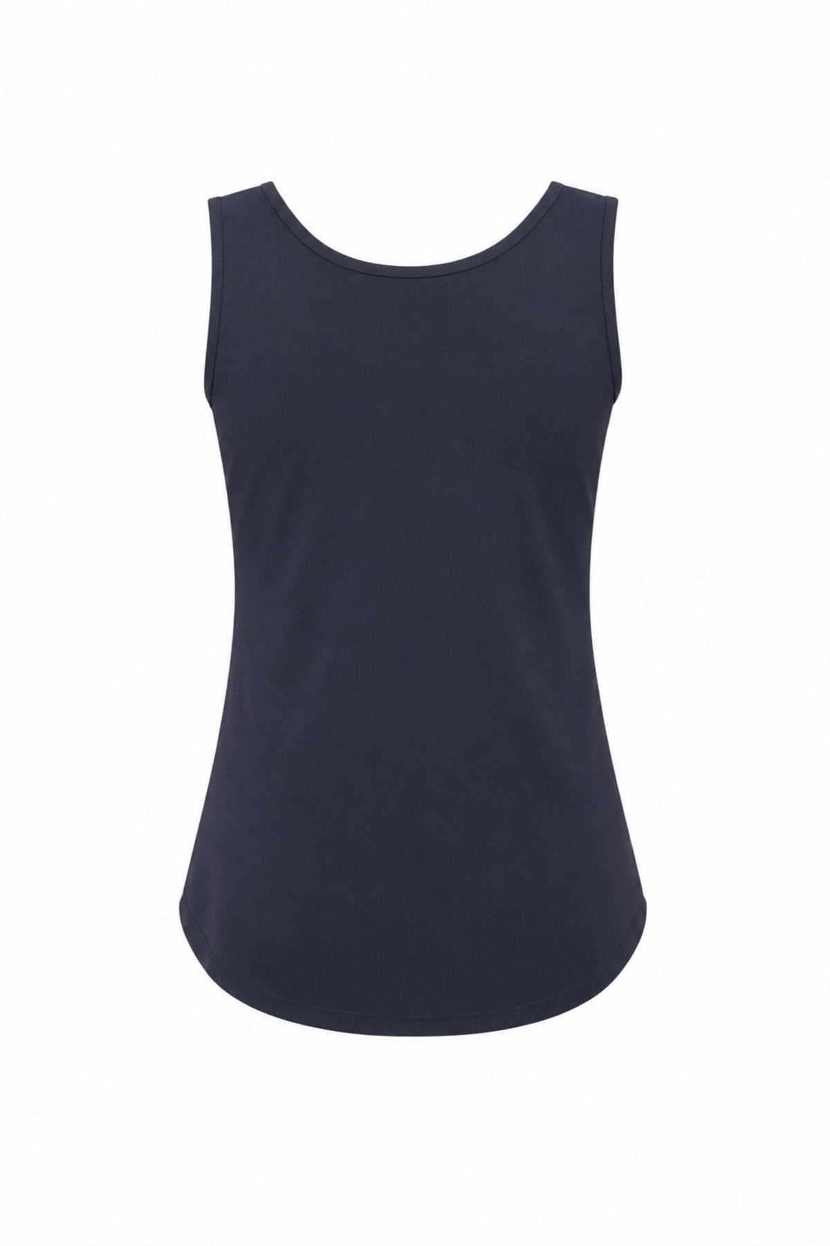 Navy blauwe Travel Top van Mi Piace, gedetailleerde close-up van de zachte, comfortabele stof en stijlvolle snit.