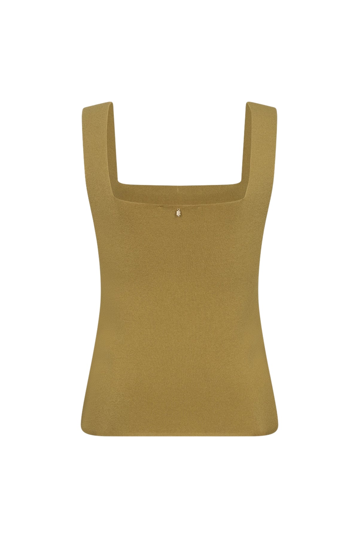 Ibana Kara Gold Green top met goudkleurige en groene stoffen, getoond in close-up met details van de stof en afwerking.