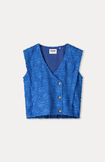 POM Amsterdam Top Ocean Blue Jacquard SP9540 Stretchshop.nl