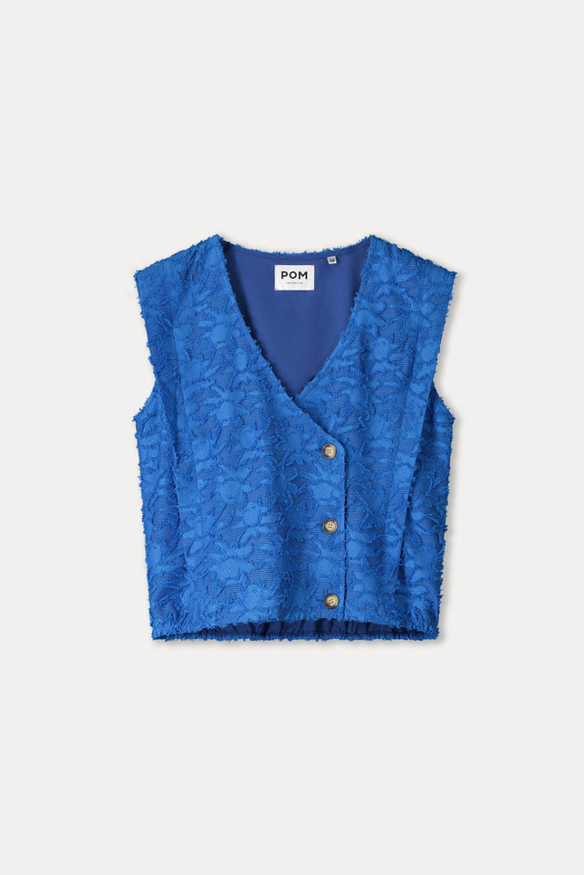 POM Amsterdam Top Ocean Blue Jacquard SP9540 Stretchshop.nl