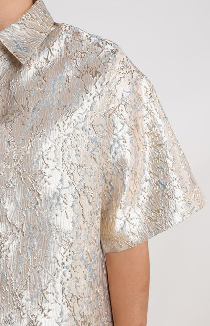 Nukus Blouse Leena Gold Cloudy NKS02111 Stretchshop.nl