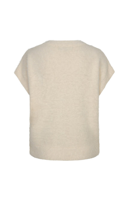 Top Sleeveless Fuzzy Cream SRB5116