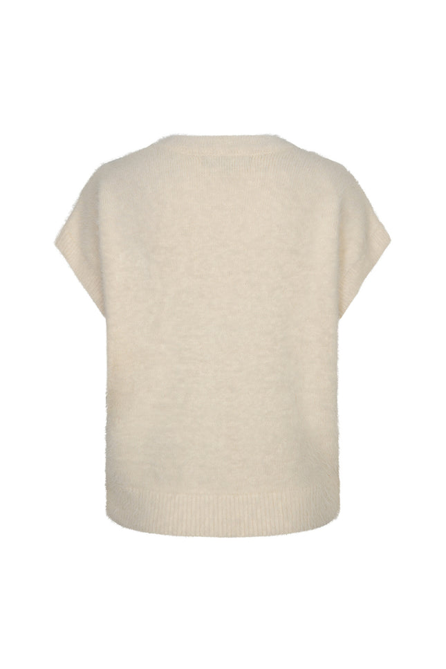 Top Sleeveless Fuzzy Cream SRB5116