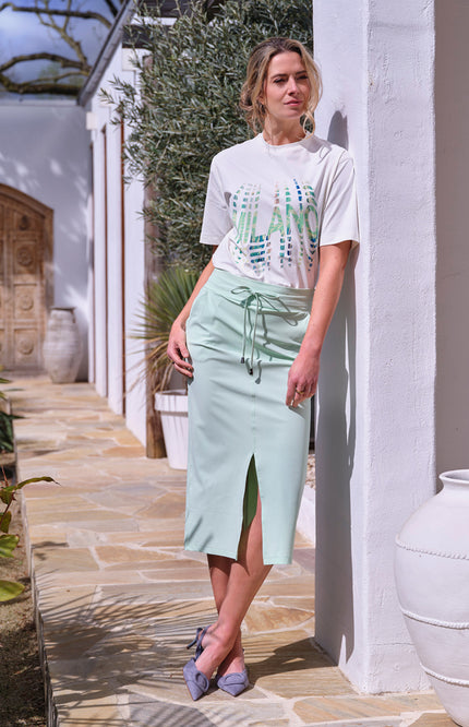 Mi Piace Travel T-shirt Milano Pistachio Offwhite 2028363 Stretchshop.nl