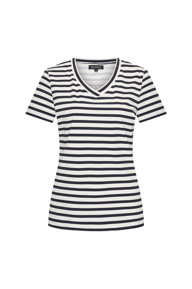 Mi Piace Travel Top Stripe Dark Blue Offwhite 202080 Stretchshop.nl