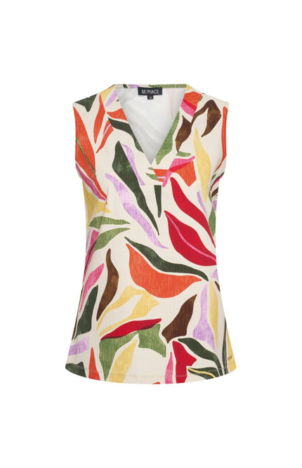 Mi Piace Travel Top Summer Leaf Dance Print Offwhite 202425 Stretchshop.nl