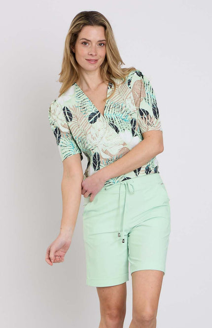 Mi Piace Travel Top Wrap Botanical Print Pistachio 202838 Stretchshop.nl