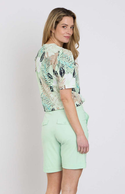 Mi Piace Travel Top Wrap Botanical Print Pistachio 202838 Stretchshop.nl