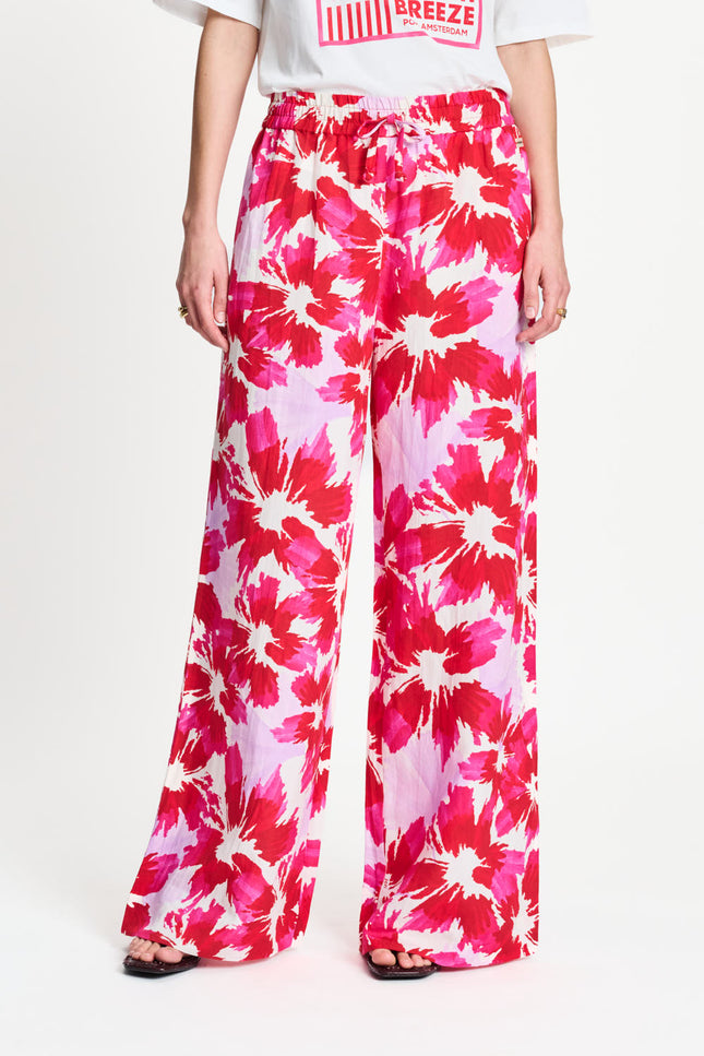 POM Amsterdam Broek Bubble Bloom Lavender Linen Multi Colour SP9593 Stretchshop.nl