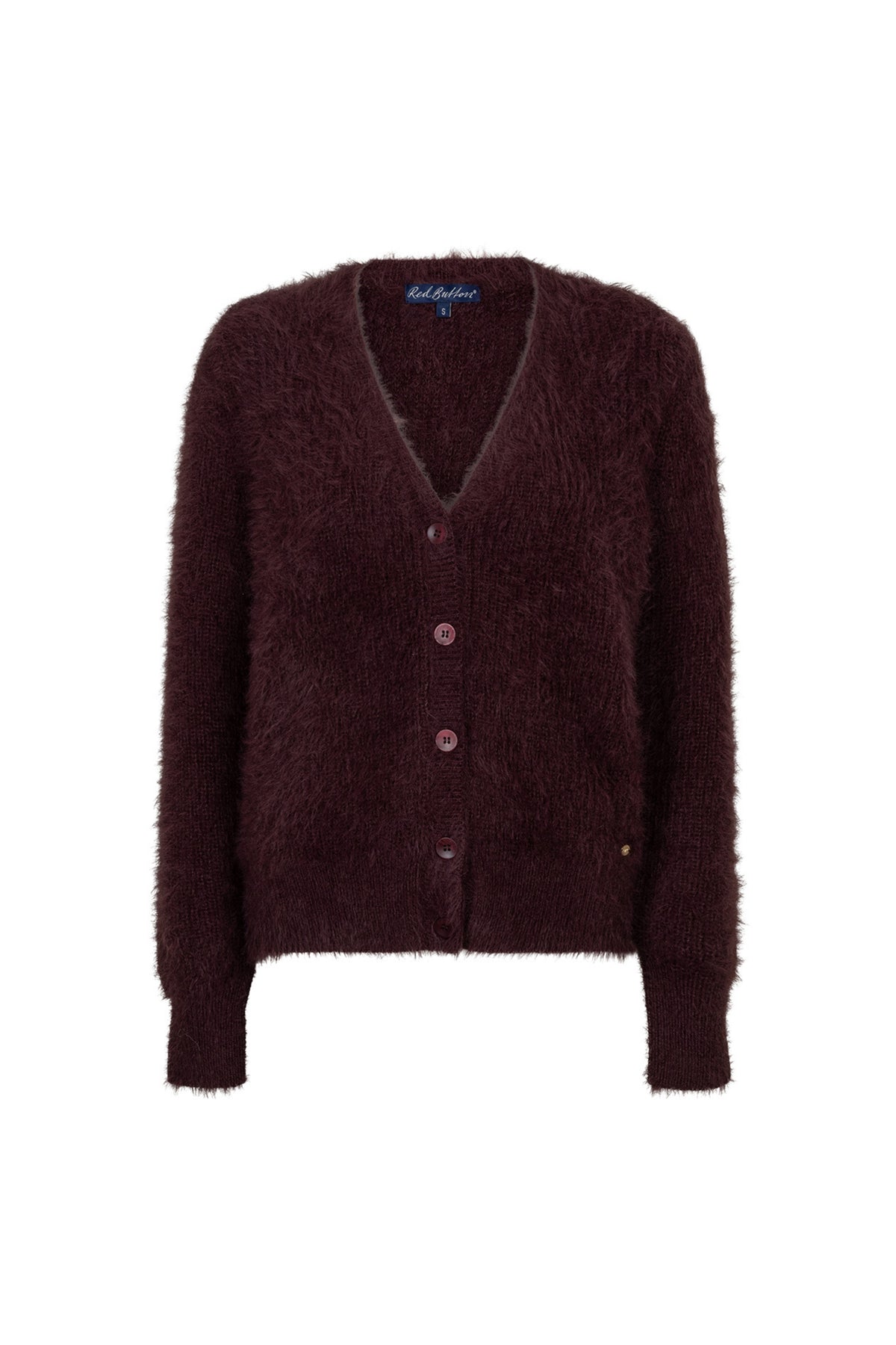 Lichte, zachte bordeauxrode teddy vest voor dames van Red Button, comfortabel en warm, met een relaxte pasvorm.