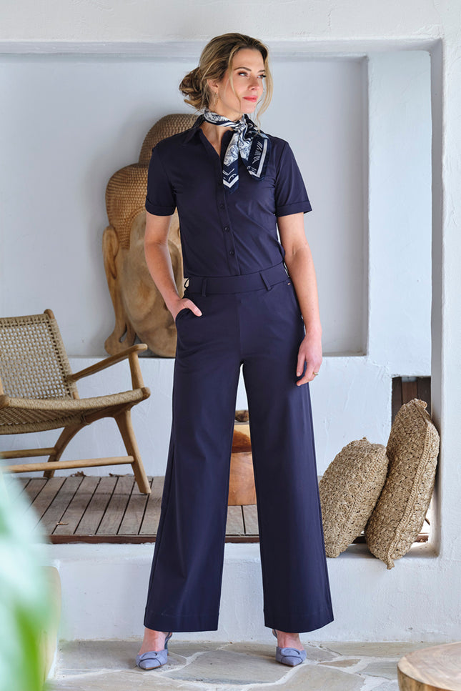 Mi Piace Travel Broek Wide Navy 202831 Stretchshop.nl