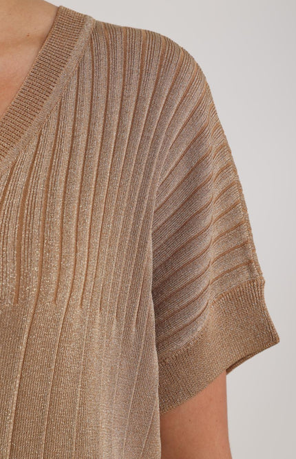 Nukus Top Raya Lurex Camel NKS01161 Stretchshop.nl