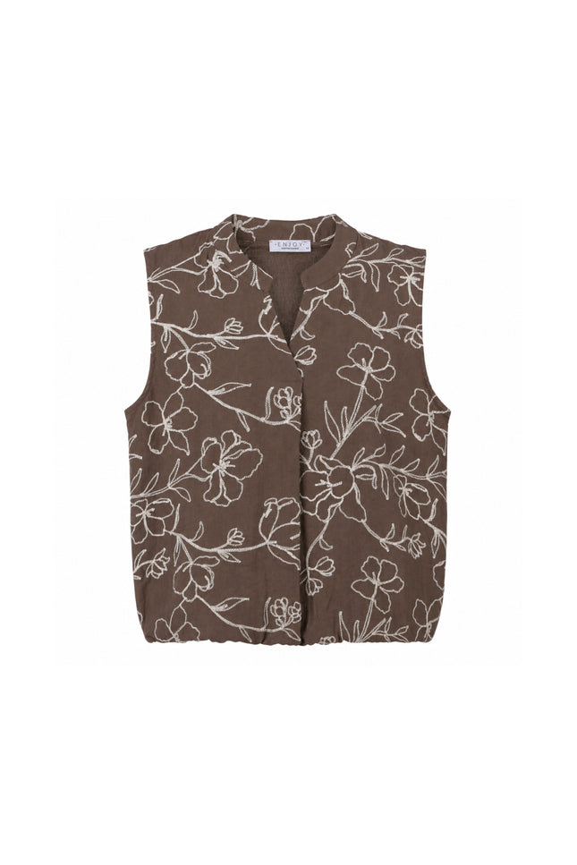 Blouse Bloemenborduur Bruin 127626