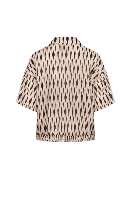 Nukus Blouse Britt Print Offwhite Fango NKS02194 Stretchshop.nl