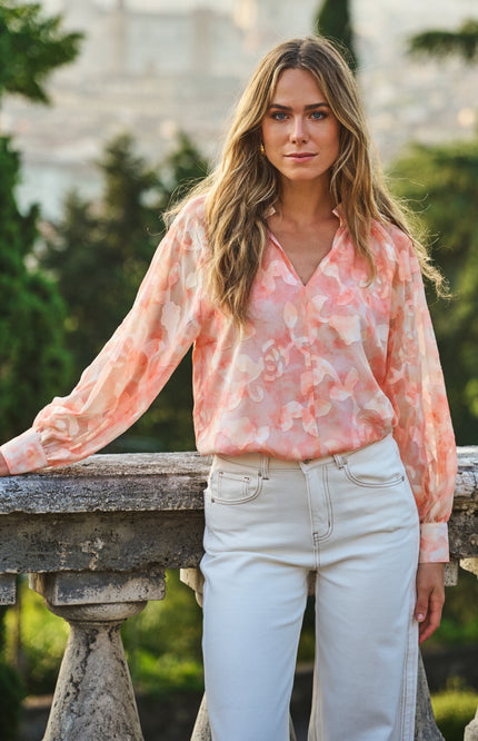 EsQualo Blouse Raglan Divine Watercolor Print SP26.10026 Stretchshop.nl