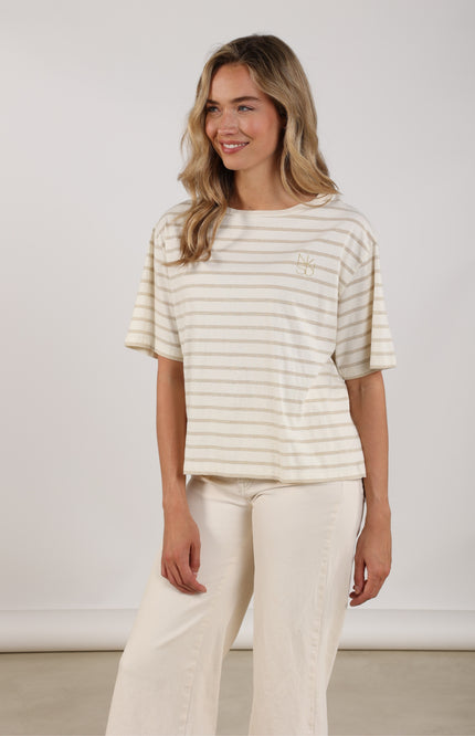 T-shirt Saartje Stripe Offwhite Gold NKS04030