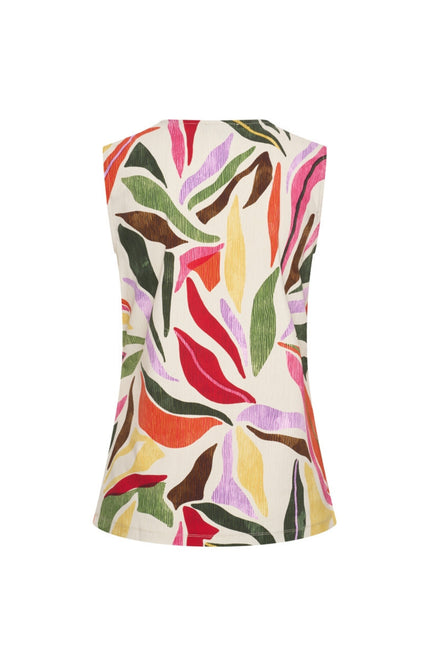 Mi Piace Travel Top Summer Leaf Dance Print Offwhite 202425 Stretchshop.nl