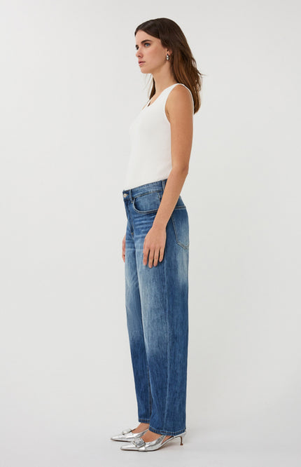 EsQualo Jeans Barrel Fit Jeans Blue SP26.12017 Stretchshop.nl