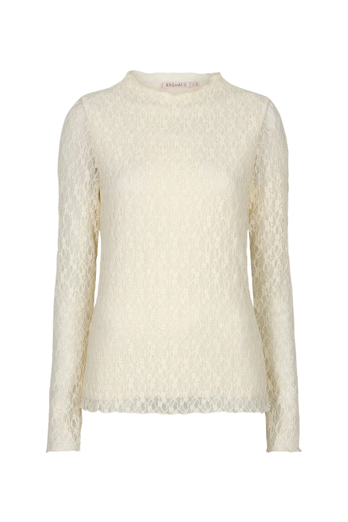 Offwhite kanten top van EsQualo, elegant design met fijne details en een vrouwelijke pasvorm.