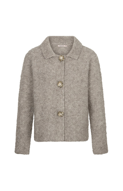 Cardigan Flower Button Grey F26.02510