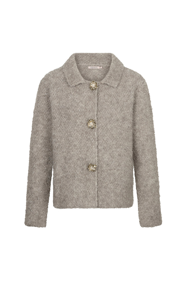 Cardigan Flower Button Grey F26.02510