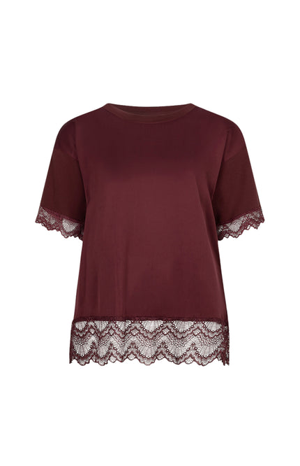T-shirt Lace Satin Merlot F26.05516