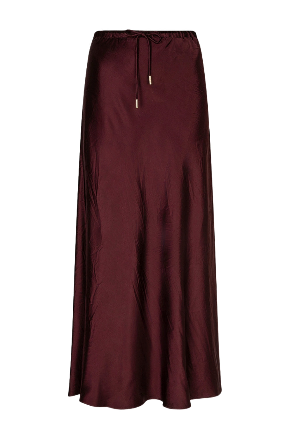 Lange rok van acetate in merlot kleur van EsQualo, met vloeiende pasvorm en elegante uitstraling.