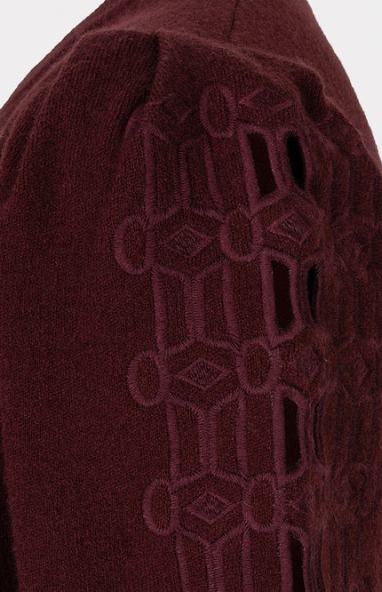 Sweater Knit Embroidery Merlot F26.07524