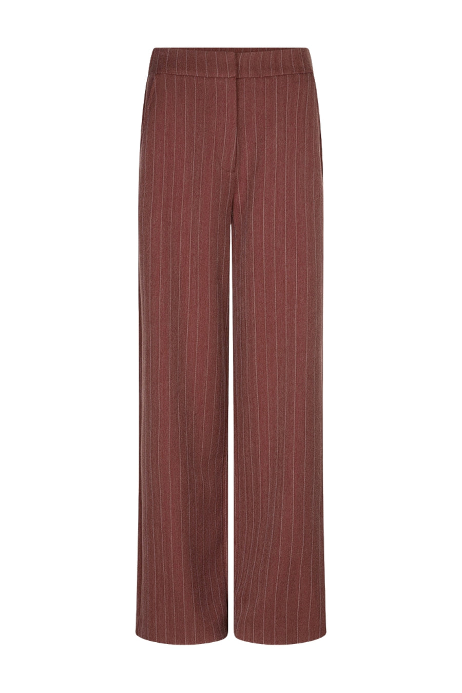 Brede herringbone broek van EsQualo in merlot kleur, zichtbaar met tailleband en casual pasvorm.