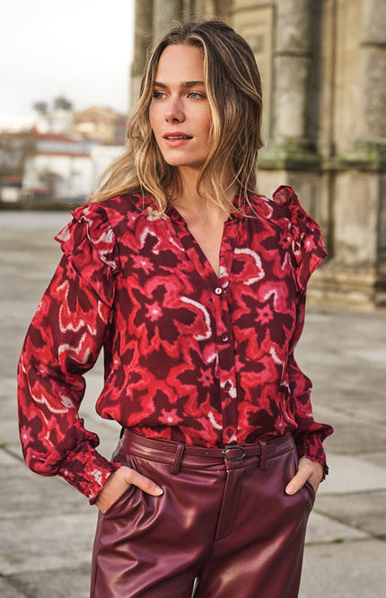 Blouse Ruffle Autumn Bloom Print F26.14511