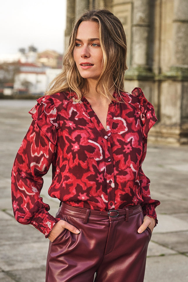Blouse Ruffle Autumn Bloom Print F26.14511