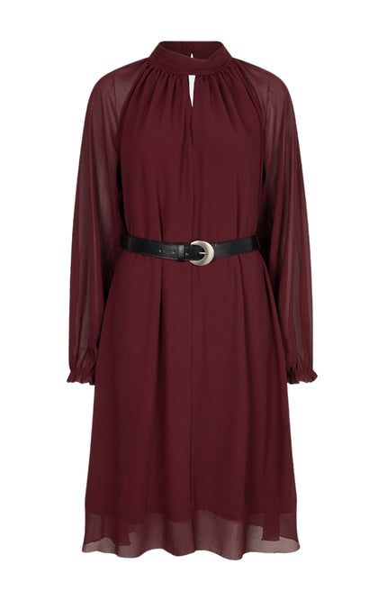 Jurk Mock Neck Chiffon Merlot F26.15503