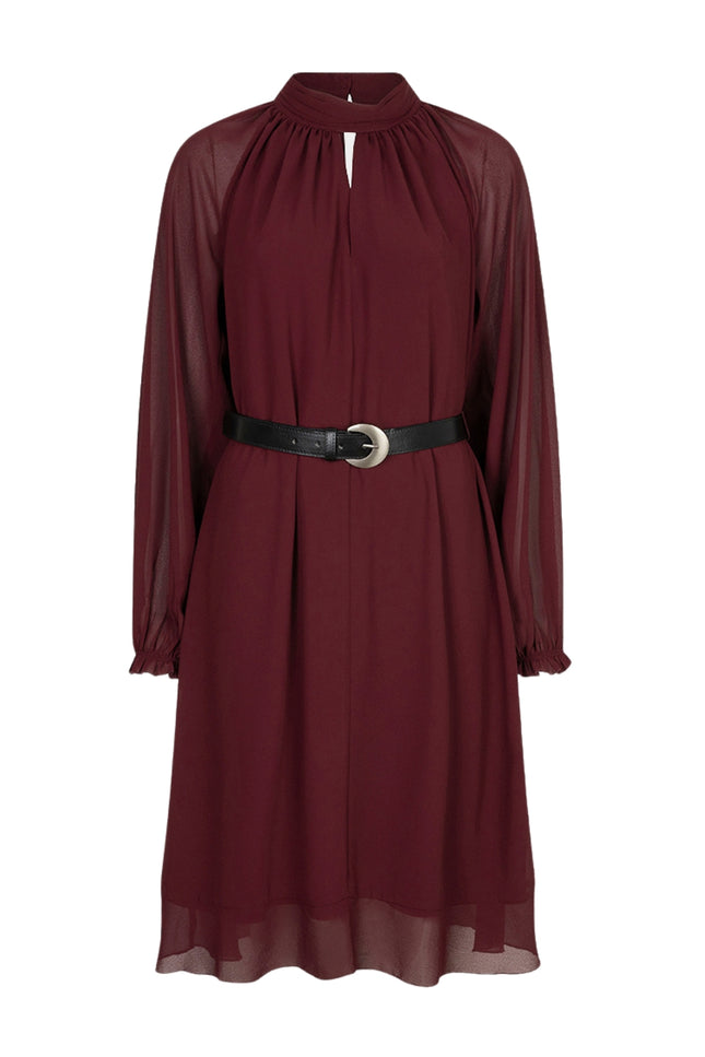 Jurk Mock Neck Chiffon Merlot F26.15503